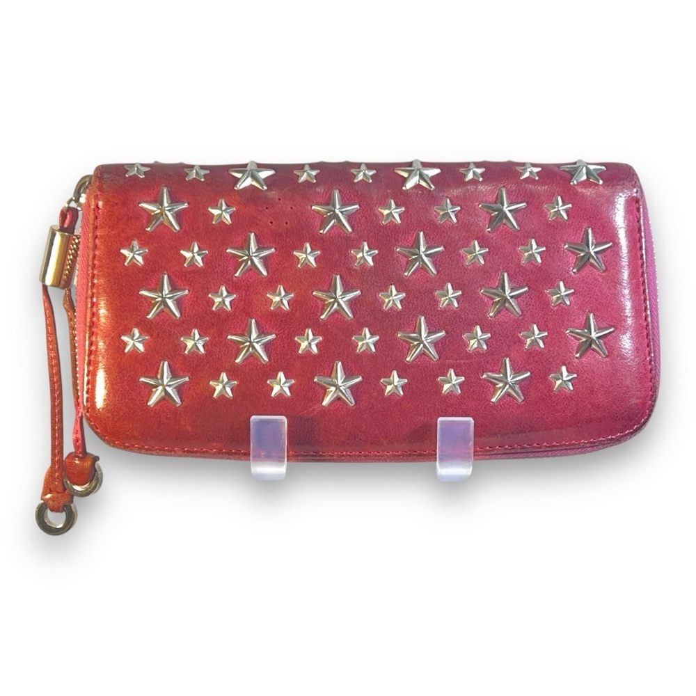 JIMMY CHOO red & Silver Tone Star Studded Wallet with Authentication Card ๐ - Picture 2 of 15